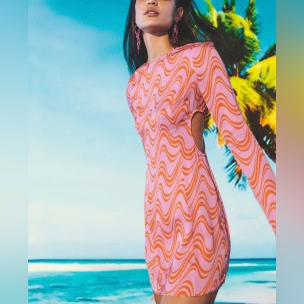 The Wolf Gang Leilani Dress Candy Wave Pink Size XS